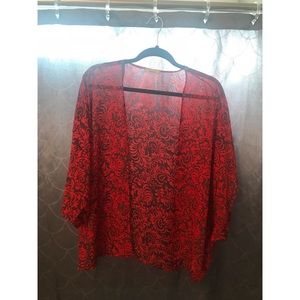 RED AND BROWN KIMONO